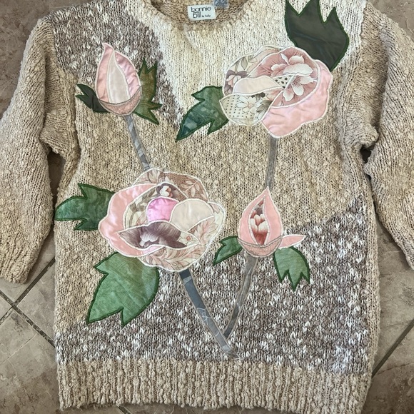 VTG Floral Beige Sweater bonnie and bill by holly Size S - Picture 2 of 5